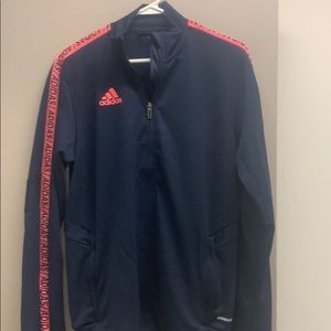 Adidas zip-up navy and coral